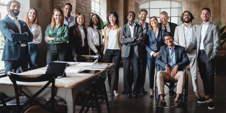 Group of multiethnic business people portrait in the office - Kirk Miller Group of multiethnic business people portrait in the office - Kirk Miller